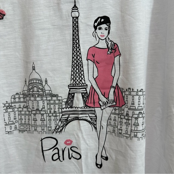 Air de Paris Womens Eiffel Tower Graphic Cap Sleeve High Low Hem T-Shirt Size 14 - Picture 5 of 7